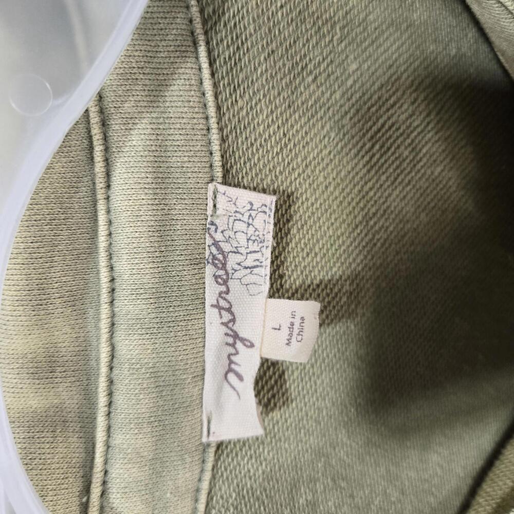 Mystree Sage Green Mineral Wash Shacket Button Up Utility Jacket Women's Large - Picture 4 of 7